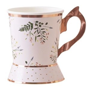 Floral tea party - hrníčky papírové čajové 250 ml 8 ks