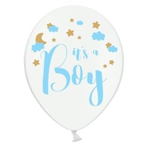 Balónky 50 ks "It´s a Boy" bílý, modrý potisk 30 cm