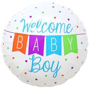 Fóliový balónek kulatý s nápisem Welcome Baby Boy