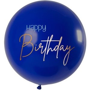 Balónek latexový XL Happy Birthday Elegant True Blue 80 cm