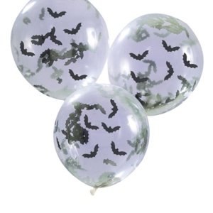 Balónky latexové transparentní s konfetami netopýr 5 ks