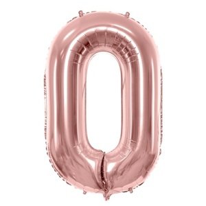 Balónek fóliový číslo 0 růžové zlato 86 cm