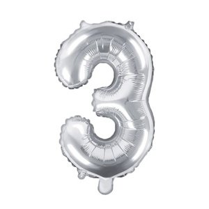 Balónek fóliový "3" stříbrná 35 cm