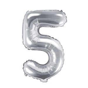 Balónek fóliový "5" stříbrná 35 cm