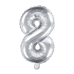 Balónek fóliový "8" stříbrná 35 cm