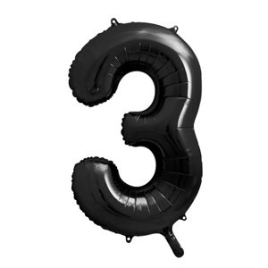 Balónek fóliový číslo 3 černé 86 cm
