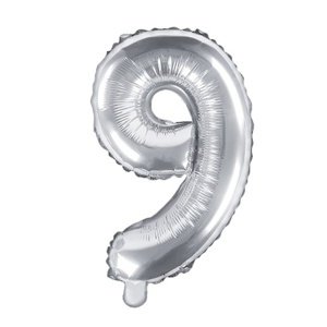 Balónek fóliový "9" stříbrná 35 cm