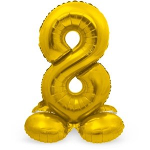 Balónek fóliový číslo 8 na podstavci zlaté 72 cm