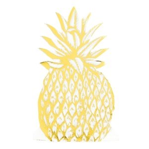 Aloha party - Ubrousky papírové Ananas metalický zlatý 40 x 20 cm 12 ks