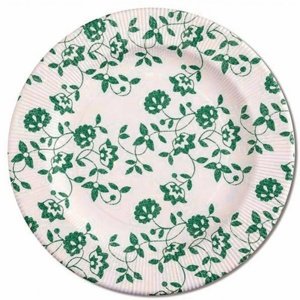 ECO talíře papírové Květy zelené 27 cm 8 ks