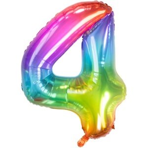 Balónek fóliový číslo 4 Yummy Gummy Rainbow 86 cm