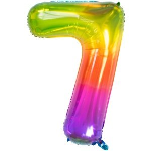 Balónek fóliový číslo 7 Yummy Gummy Rainbow 86 cm
