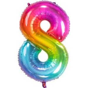 Balónek fóliový číslo 8 Yummy Gummy Rainbow 86 cm