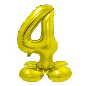 Balónek fóliový číslo 4 samostojné zlaté 72 cm
