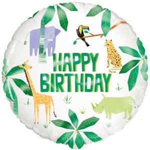 Balónek fóliový Happy Birthday Safari 46 cm
