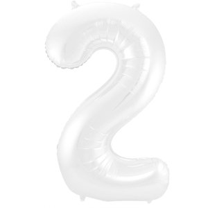 Balónek fóliový číslo 2 metalická matná bílá 86 cm