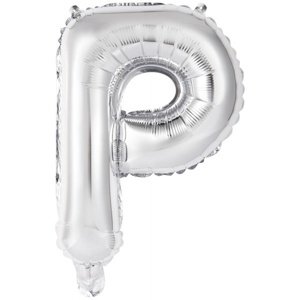 Balónek fóliový mini písmeno P stříbrné 34 cm