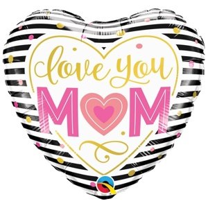 Balónek fóliový srdce Love you Mom 45 cm