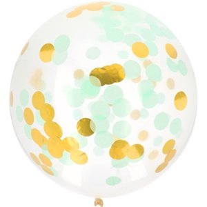 Balónek latexový s konfetami Gold & Mint 61 cm