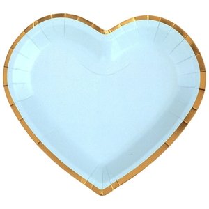 Srdce - Talířky modré s rose gold okrajem 10ks