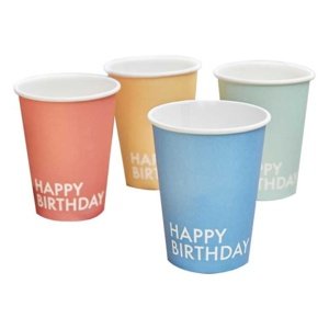 "Happy birthday" color - Kelímky mix 250 ml 8 ks
