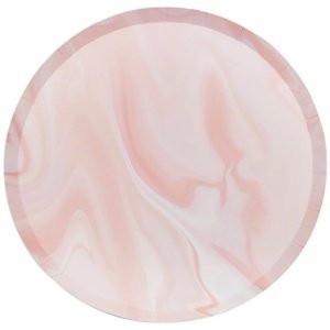 Talíře papírové Mramor růžový 25 cm 8 ks