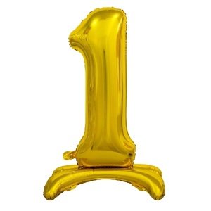 Balónek fóliový číslo 1 na podstavci zlaté 74 cm