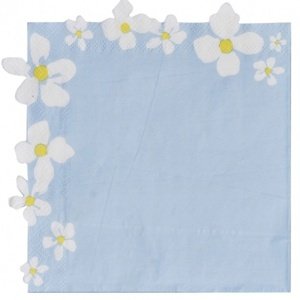 Flowers party - Ubrousky papírové Floral pastelově modré 16 x 16 cm 16 ks