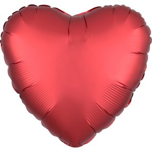 Balónek fóliový srdce saténové sytě červené 43 cm
