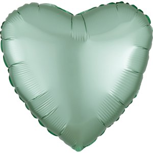 Balónek fóliový srdce saténové mint 43 cm