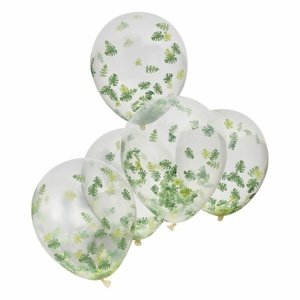 Balónky průhledné 30 cm s konfetami Jungle 5 ks
