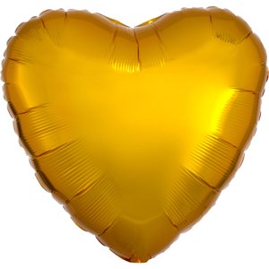 Balónek fóliový srdce metalické zlaté 43 cm
