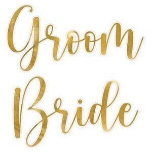 Nálepky na sklo ''Groom, Bride'', zlaté