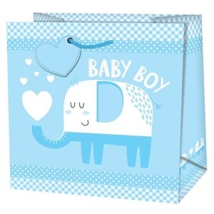 Taška dárková čtvercová Slon Baby Boy 15 x 6 x 14,6 cm