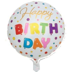 Balónek fóliový Happy Birthday Puntíky 45 cm