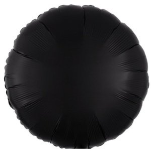 Balónek fóliový saténový kruh černý 43 cm