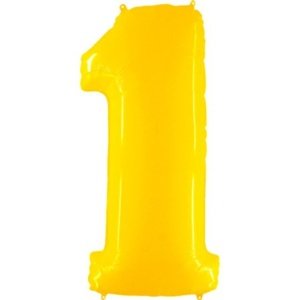 Balónek fóliový číslice žlutá 1 - 102 cm