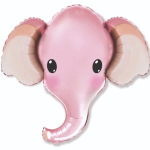 Balónek fóliový Hlava slona růžová 81x99cm