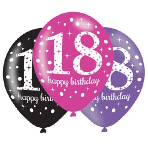 Balónky latexové Sparkling Happy Birthday růžové "18" 27,5 cm 6 ks