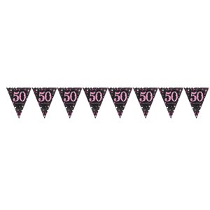 Girlanda vlaječková Sparkling růžová "50" 396 cm
