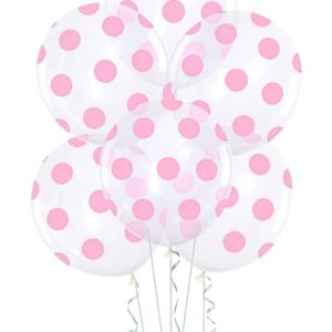 Balónky průhledné 30 cm Růžové puntíky100 ks