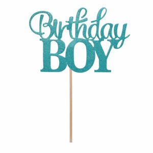 Zápich na dort Birthday Boy modrý 10 x 7 cm