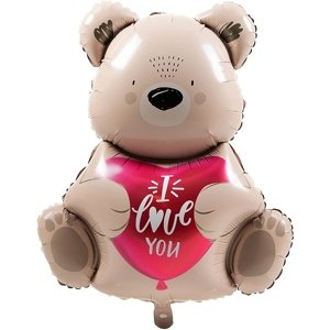 Balónek fóliový Medvídek hnědý "Miluji tě" 56 cm