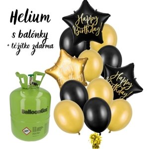 Helium set - Výhodná kombinace balónků a helia Narozeniny Black Gold