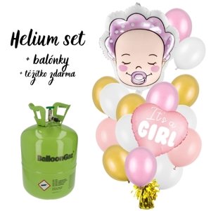 Helium set - Výhodná kombinace helia s balonky pro narození dítěte - Je to holčička