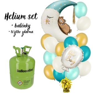 Helium set - Medvídek na měsíci boy - 2 folie + 18 ks 23 cm