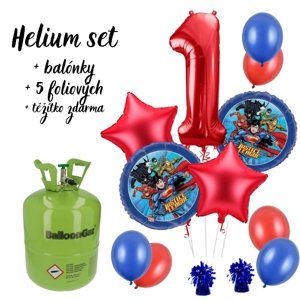 Helium set - Výhodný set helium a balonky Liga spravedlnosti 1