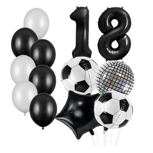 Balónky 18 narozeniny - Fotbal černo bílé disco