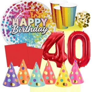 Party set pro 40 narozeniny -  barevné oslava pro 6 osob