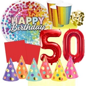 Party set pro 50 narozeniny - barevná oslava pro 6 osob